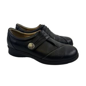 Finn Comfort Galway Oxford Flat Black Nappa Leather Round Toe Women UK 8.5 US 11